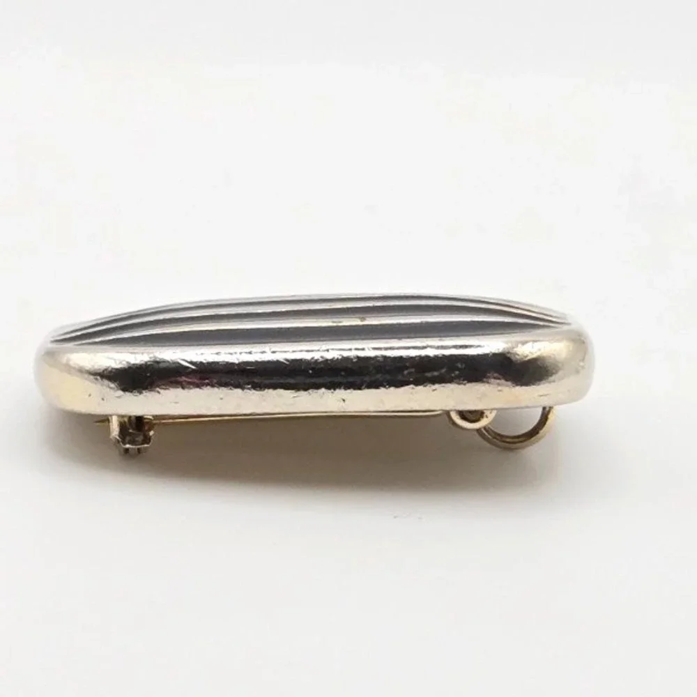 Vintage Ernst Gideon Bek Abstract Black Silver Tone BroochPendant Art Deco Style